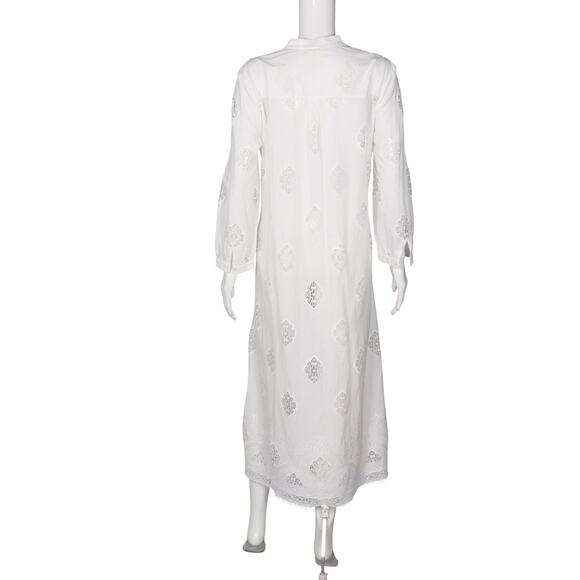 ERDEM White Cotton Embroidered Midi Dress Size L - Picture 2 of 2